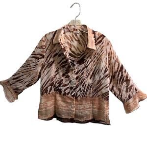 Nicola, Animal print 2 pc Tank w/ Sheer Button up Blouse Top M